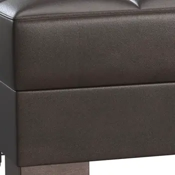 52" Brown Faux Leather Tufted Storage Ottoman