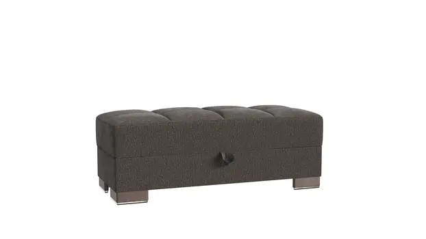 52" Dark Gray and Brown Chenille Tufted Storage Ottoman