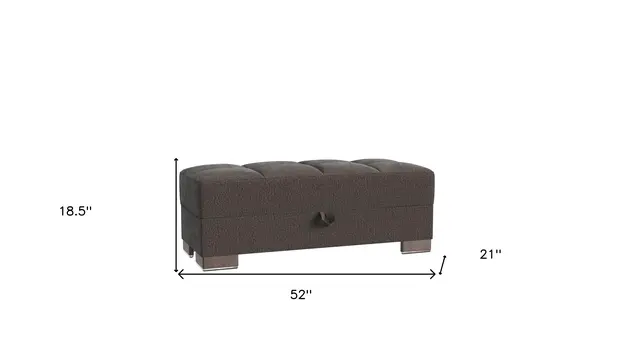52" Dark Gray and Brown Chenille Tufted Storage Ottoman