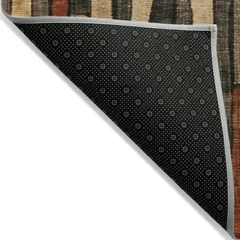 5' X 8' Coffee And Brown Striped Washable Indoor Outdoor Area Rug