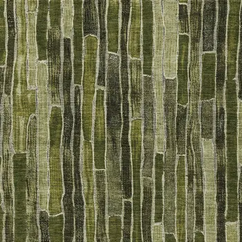 5' X 8' Olive Green And Dark Olive Green Striped Washable Indoor Outdoor Area Rug