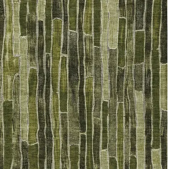 8' X 10' Olive Green And Dark Olive Green Striped Washable Indoor Outdoor Area Rug