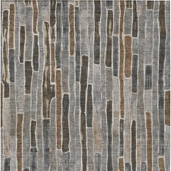 8' X 10' Pewter And Brown Striped Washable Indoor Outdoor Area Rug