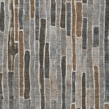 9' X 12' Pewter And Brown Striped Washable Indoor Outdoor Area Rug