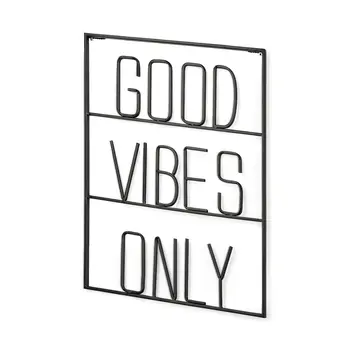 20" X 16" Black Good Vibes Onl Metal Wall Decor