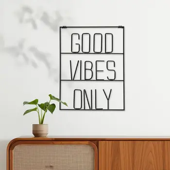 20" X 16" Black Good Vibes Onl Metal Wall Decor