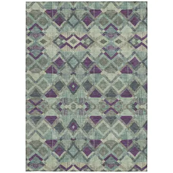 3' X 5' Blue And Purple Geometric Washable Indoor Outdoor Area Rug