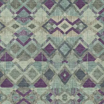 8' X 10' Blue And Purple Geometric Washable Indoor Outdoor Area Rug