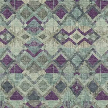 10' X 14' Blue And Purple Geometric Washable Indoor Outdoor Area Rug
