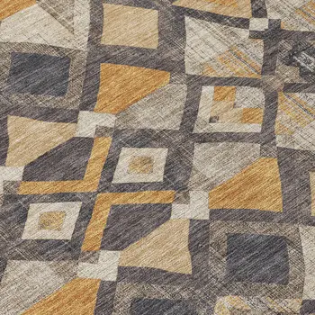 8' X 10' Wheat And Gold Geometric Washable Indoor Outdoor Area Rug