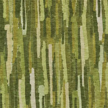 8' X 10' Green And Olive Green Striped Washable Indoor Outdoor Area Rug