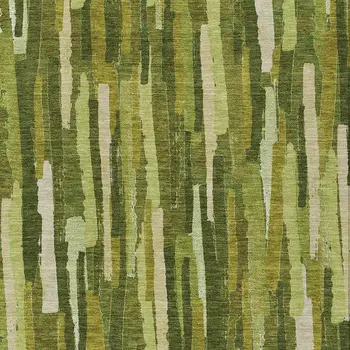 10' X 14' Green And Olive Green Striped Washable Indoor Outdoor Area Rug