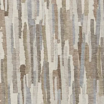 9' X 12' Ivory And Beige Striped Washable Indoor Outdoor Area Rug