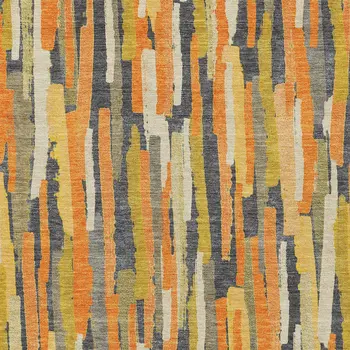5' X 8' Orange And Beige Striped Washable Indoor Outdoor Area Rug