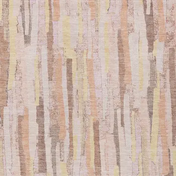 10' X 14' Pink And Beige Striped Washable Indoor Outdoor Area Rug