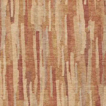 3' X 5' Salmon And Terra Cotta Striped Washable Indoor Outdoor Area Rug