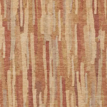 8' X 10' Salmon And Terra Cotta Striped Washable Indoor Outdoor Area Rug