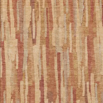 9' X 12' Salmon And Terra Cotta Striped Washable Indoor Outdoor Area Rug