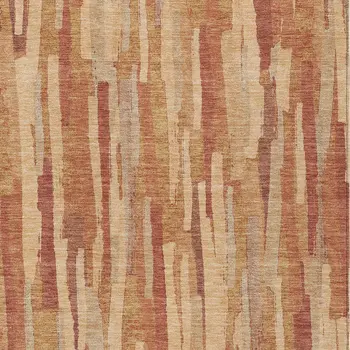 10' X 14' Salmon And Terra Cotta Striped Washable Indoor Outdoor Area Rug