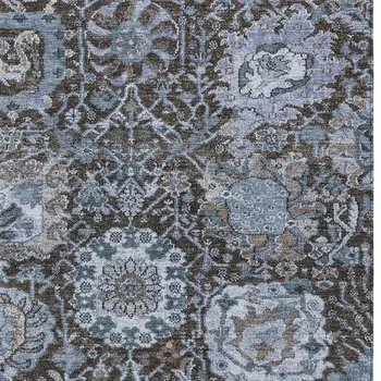 3' X 5' Denim Blue And Slate Blue Damask Washable Indoor Outdoor Area Rug