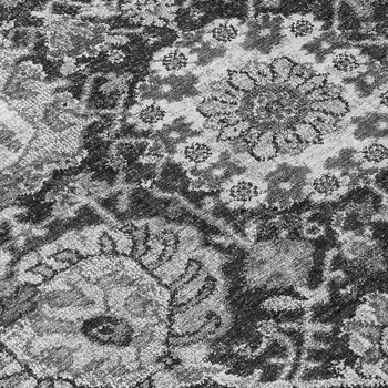 8' Gray And Ash Gray Round Damask Washable Indoor Outdoor Area Rug