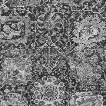 9' X 12' Gray And Ash Gray Damask Washable Indoor Outdoor Area Rug