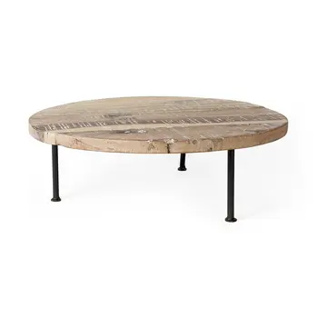20" Light Brown And Black Solid Wood Handmade Round Riser Tray