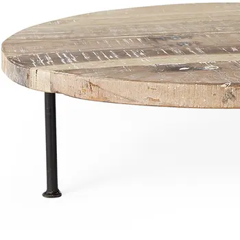 20" Light Brown And Black Solid Wood Handmade Round Riser Tray