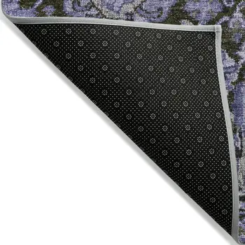 3' X 5' Purple And Black Damask Washable Indoor Outdoor Area Rug