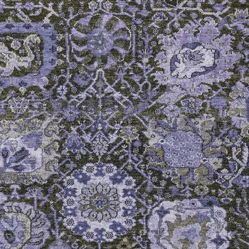 3' X 5' Purple And Black Damask Washable Indoor Outdoor Area Rug