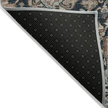 8' X 10' Taupe Blue And Beige Geometric Washable Indoor Outdoor Area Rug