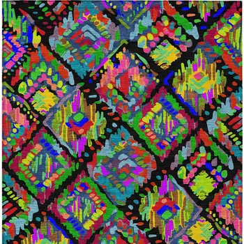 3' X 5' Black Yellow And Green Geometric Washable Indoor Outdoor Area Rug