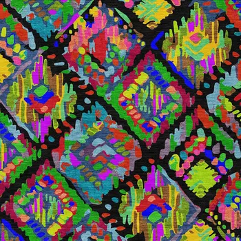 9' X 12' Black Yellow And Green Geometric Washable Indoor Outdoor Area Rug