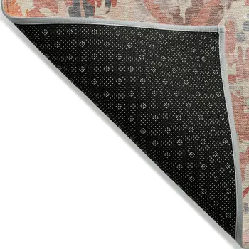 5' X 8' Coral And Orange Geometric Washable Indoor Outdoor Area Rug