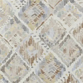 5' X 8' Ivory And Cream Geometric Washable Indoor Outdoor Area Rug
