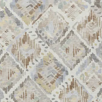 8' X 10' Ivory And Cream Geometric Washable Indoor Outdoor Area Rug