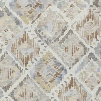 9' X 12' Ivory And Cream Geometric Washable Indoor Outdoor Area Rug