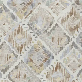 10' X 14' Ivory And Cream Geometric Washable Indoor Outdoor Area Rug