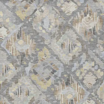 3' X 5' Gray And Brown Geometric Washable Indoor Outdoor Area Rug