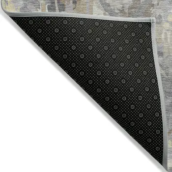 5' X 8' Gray And Brown Geometric Washable Indoor Outdoor Area Rug