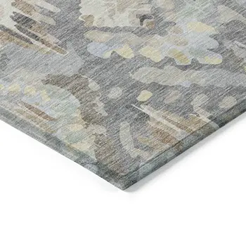 8' X 10' Gray And Brown Geometric Washable Indoor Outdoor Area Rug