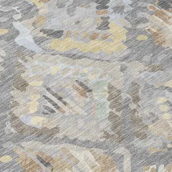 8' X 10' Gray And Brown Geometric Washable Indoor Outdoor Area Rug