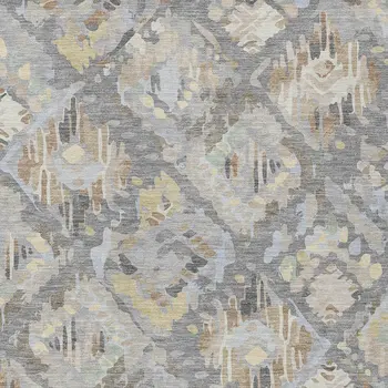 9' X 12' Gray And Brown Geometric Washable Indoor Outdoor Area Rug