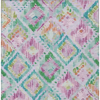 3' X 5' Lavender And Purple Geometric Washable Indoor Outdoor Area Rug