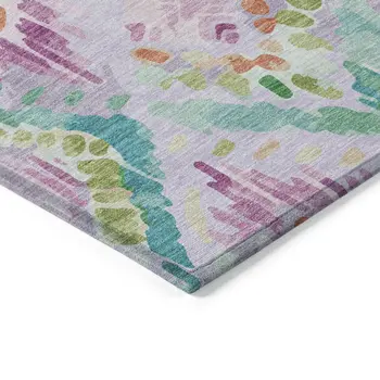 3' X 5' Lavender And Purple Geometric Washable Indoor Outdoor Area Rug
