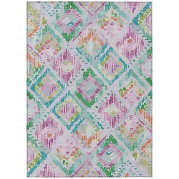 5' X 8' Lavender And Purple Geometric Washable Indoor Outdoor Area Rug