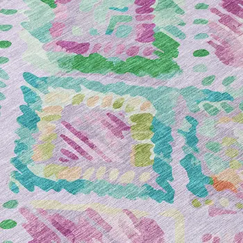 5' X 8' Lavender And Purple Geometric Washable Indoor Outdoor Area Rug