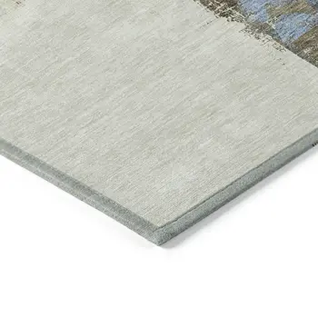 8' Beige And Brown Round Abstract Washable Indoor Outdoor Area Rug