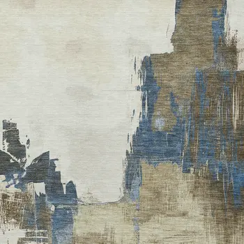 8' X 10' Beige And Brown Abstract Washable Indoor Outdoor Area Rug