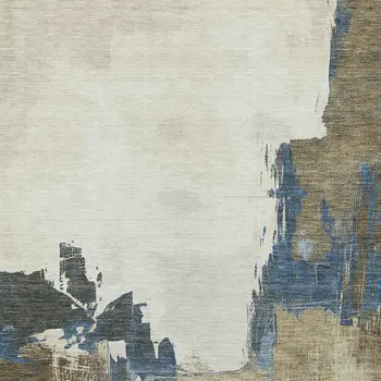 9' X 12' Beige And Brown Abstract Washable Indoor Outdoor Area Rug